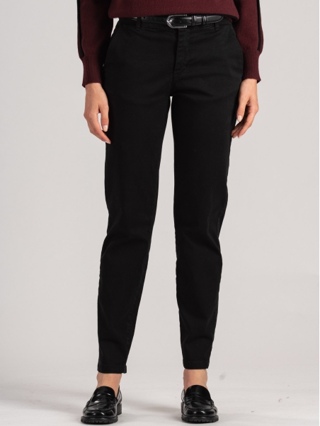Pantalón chino de mujer en gabardina de algodón de tacto cálido