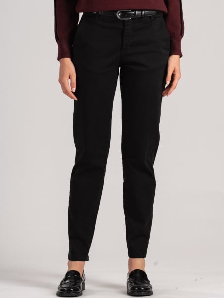 Pantalone donna chino in gabardina di cotone mano calda