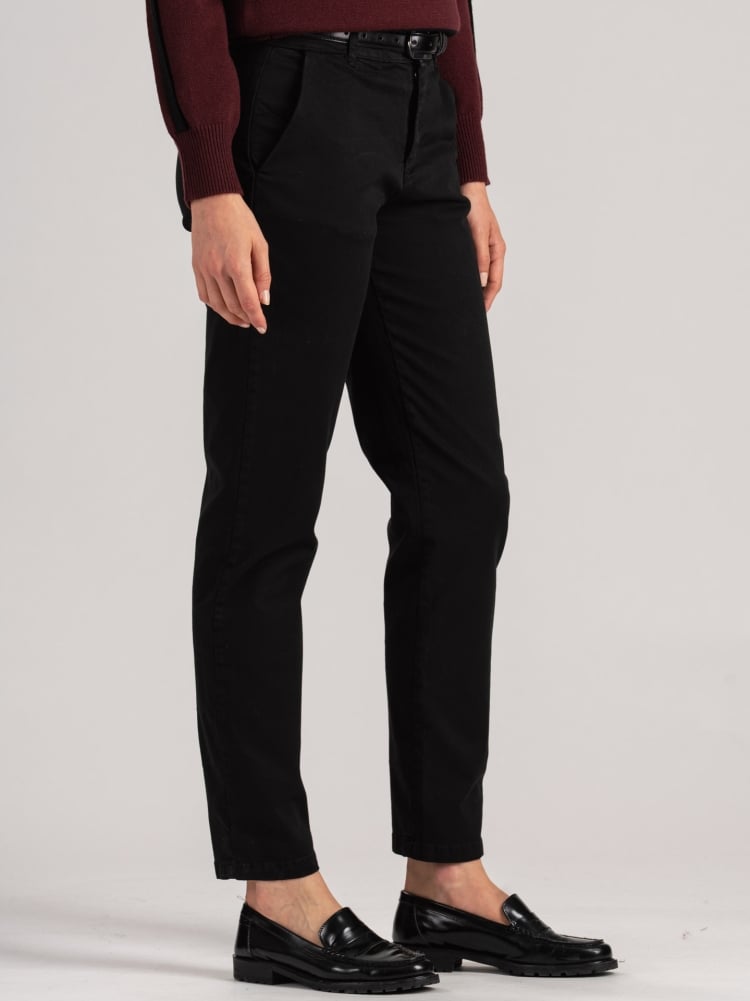 Pantalone donna chino in gabardina di cotone mano calda