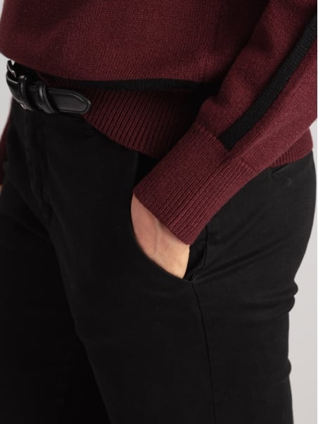 Pantalone donna chino in gabardina di cotone mano calda