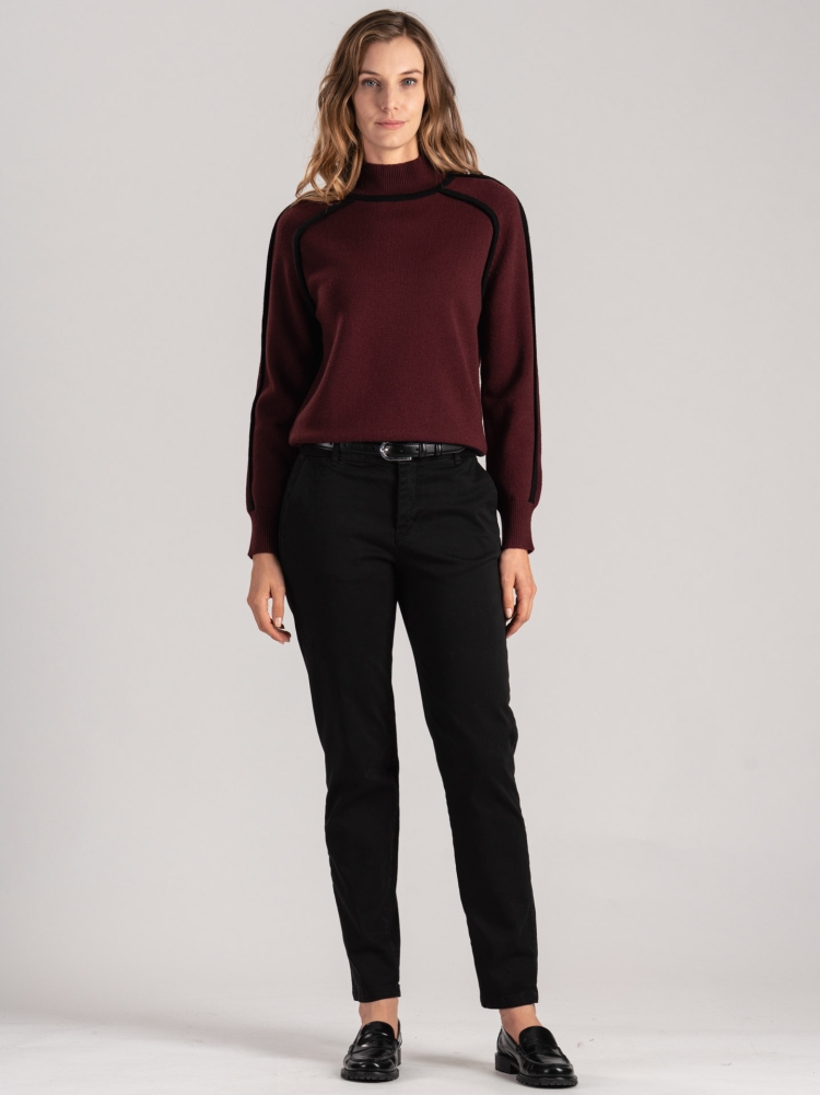 Pantalón chino de mujer en gabardina de algodón de tacto cálido
