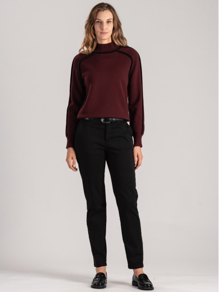 Pantalón chino de mujer en gabardina de algodón de tacto cálido