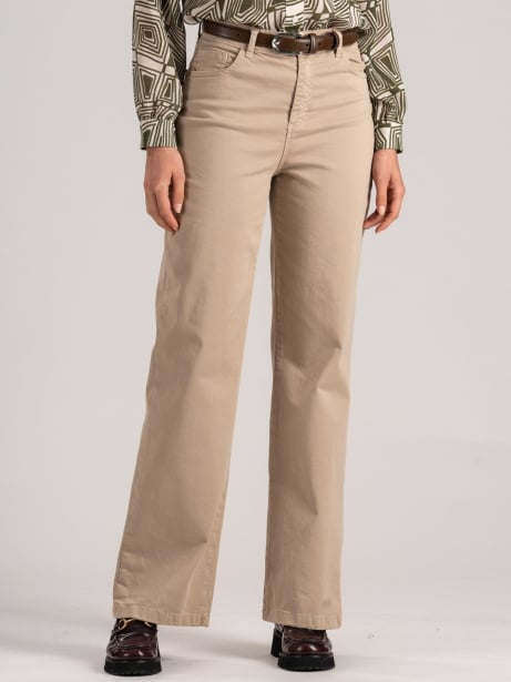 Pantalones anchos de mujer teñidos en prenda