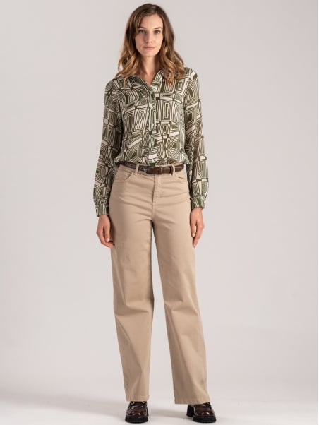 Pantalones anchos de mujer teñidos en prenda