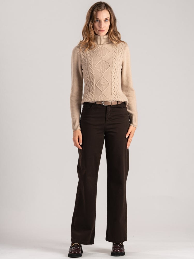 Pantalone donna gamba larga tinto capo