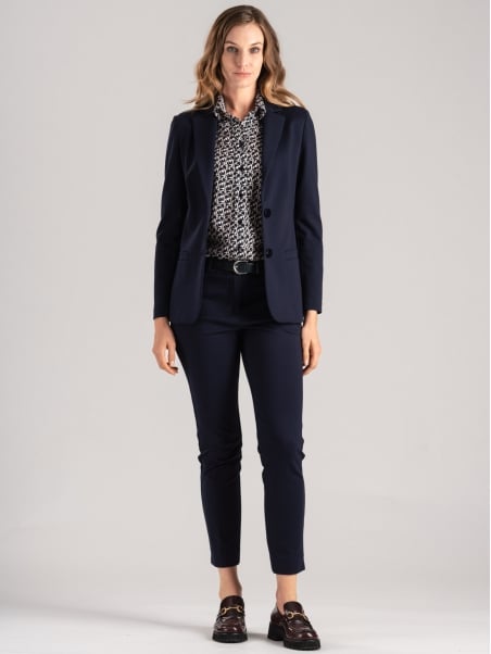 Camisa de mujer con estampado geométrico en georgette doble