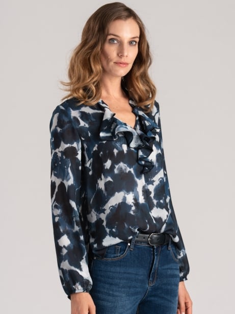 Camicia donna con volant con fiore in georgette 2