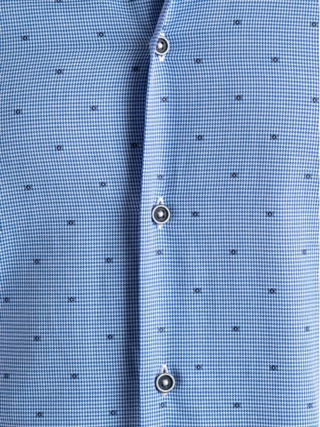 Camisa de pata de gallo para hombre con cuello abotonado y fil coupé