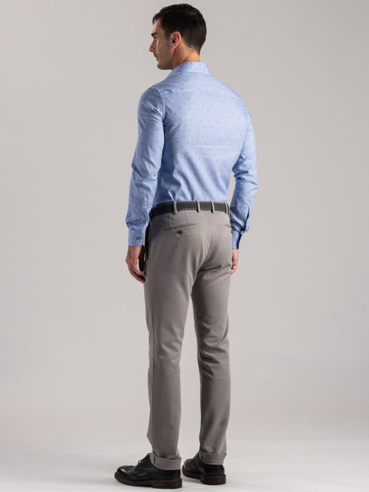 Camisa de pata de gallo para hombre con cuello abotonado y fil coupé
