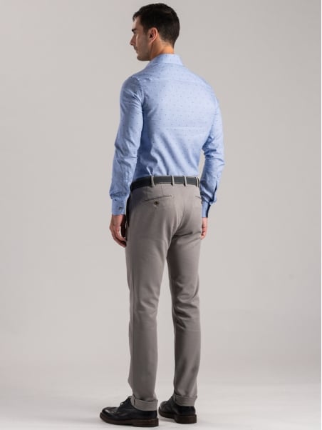 Camisa de pata de gallo para hombre con cuello abotonado y fil coupé
