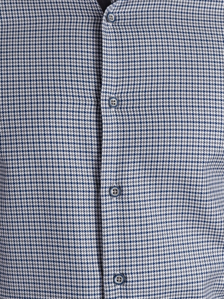 Camisa de pata de gallo azul y gris para hombre