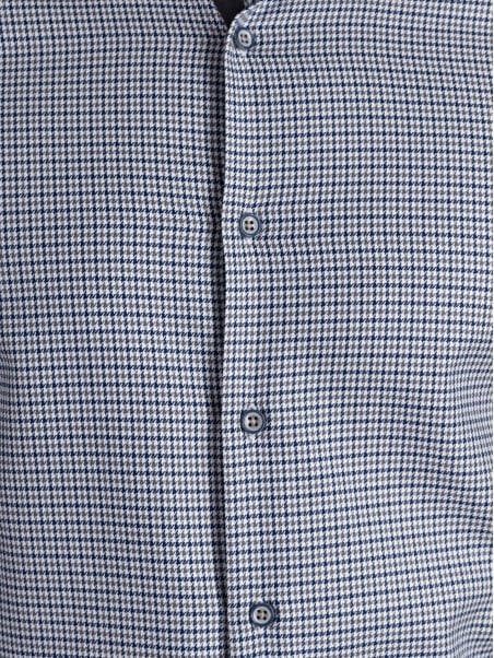 Camisa de pata de gallo azul y gris para hombre