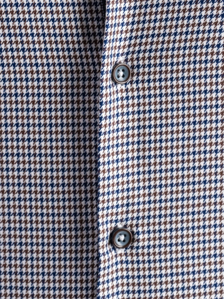 Camicia uomo pied de poule blu e marrone