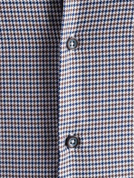Camisa de pata de gallo azul y marrón para hombre