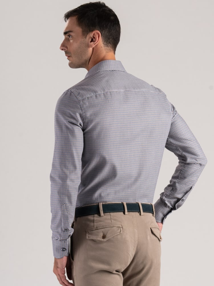 Camicia uomo pied de poule blu e marrone