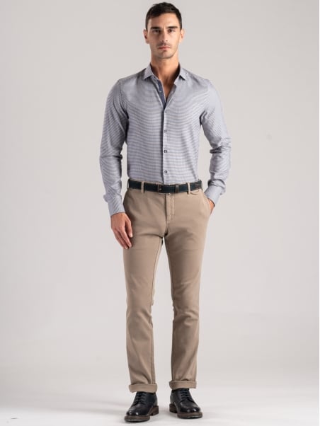 Camicia uomo pied de poule blu e marrone