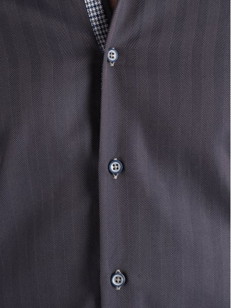 Camicia uomo spina di pesce grigia collo button down