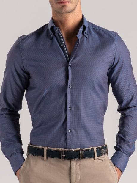 Camisa microblindada azul oscuro para hombre