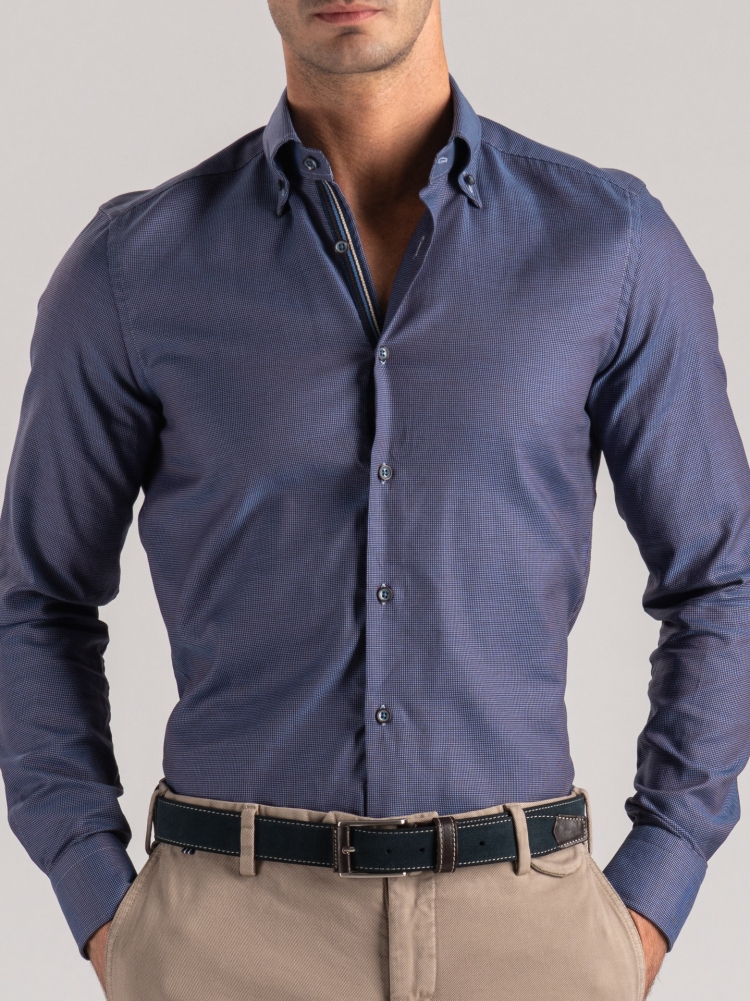 Camisa microblindada azul oscuro para hombre