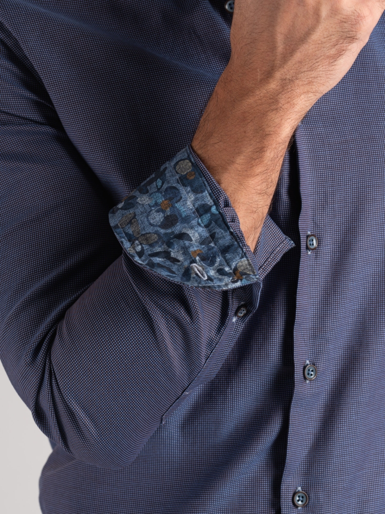 Camisa microblindada azul oscuro para hombre