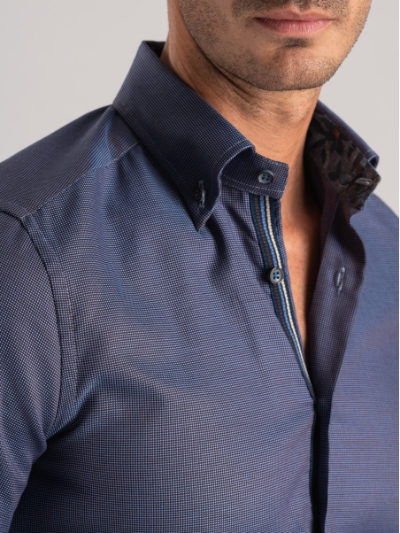 Camisa microblindada azul oscuro para hombre