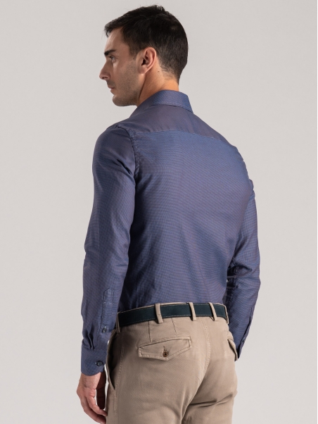 Camisa microblindada azul oscuro para hombre