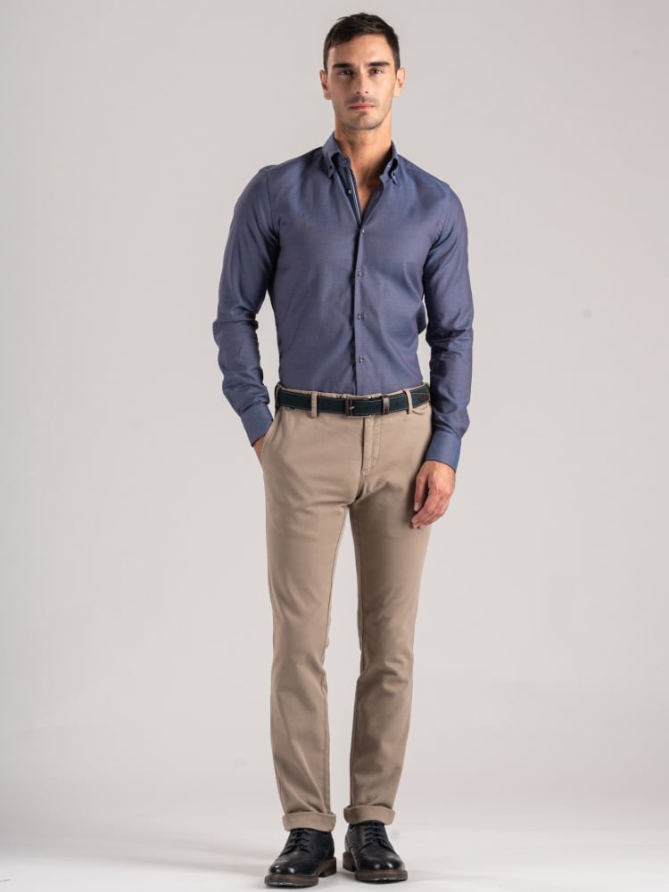 Camicia uomo micro armaturata moro e azzurro