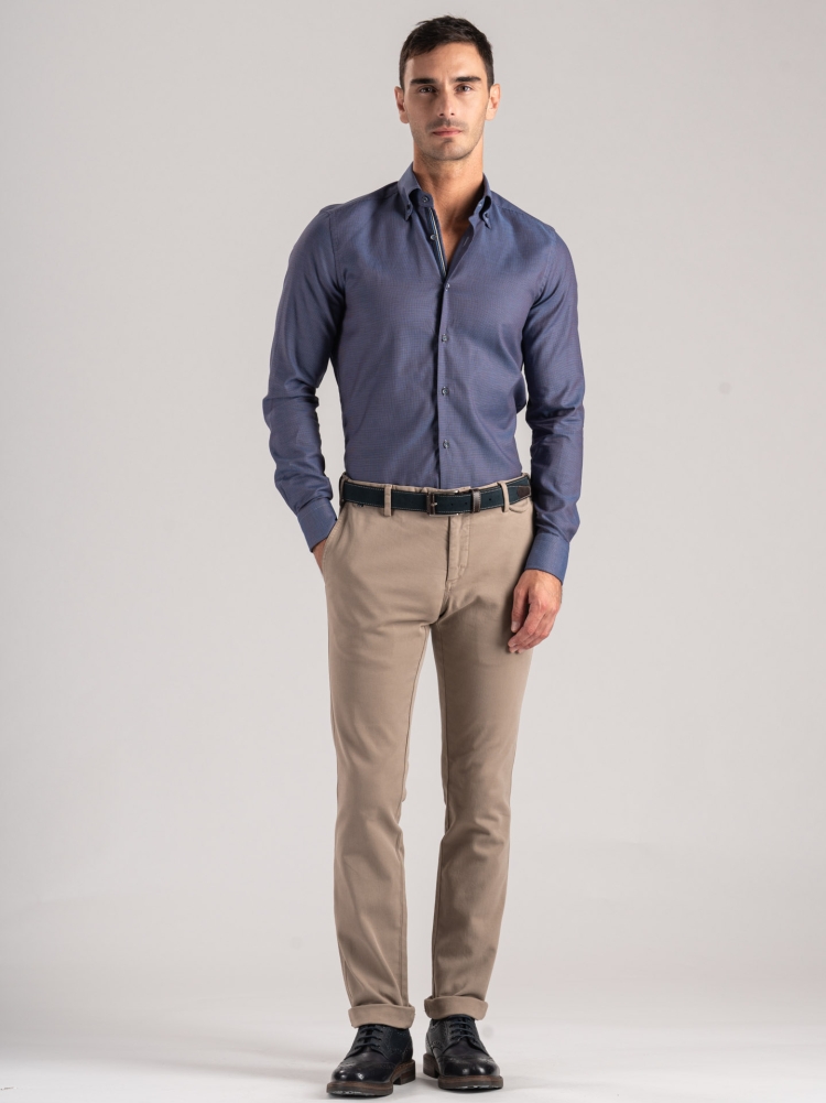 Camisa microblindada azul oscuro para hombre