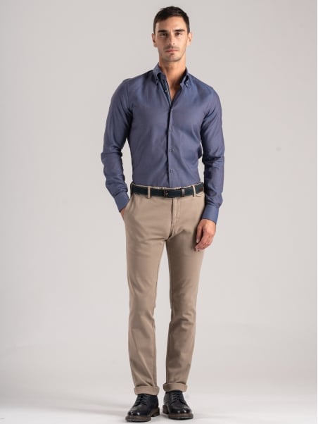 Camicia uomo micro armaturata moro e azzurro
