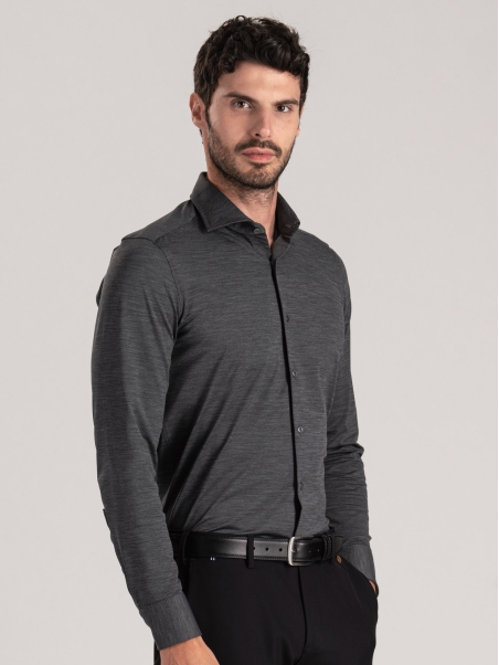 Camisa gris TECNO melange de hombre