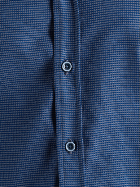 Camisa azul y gris microarmada para hombre