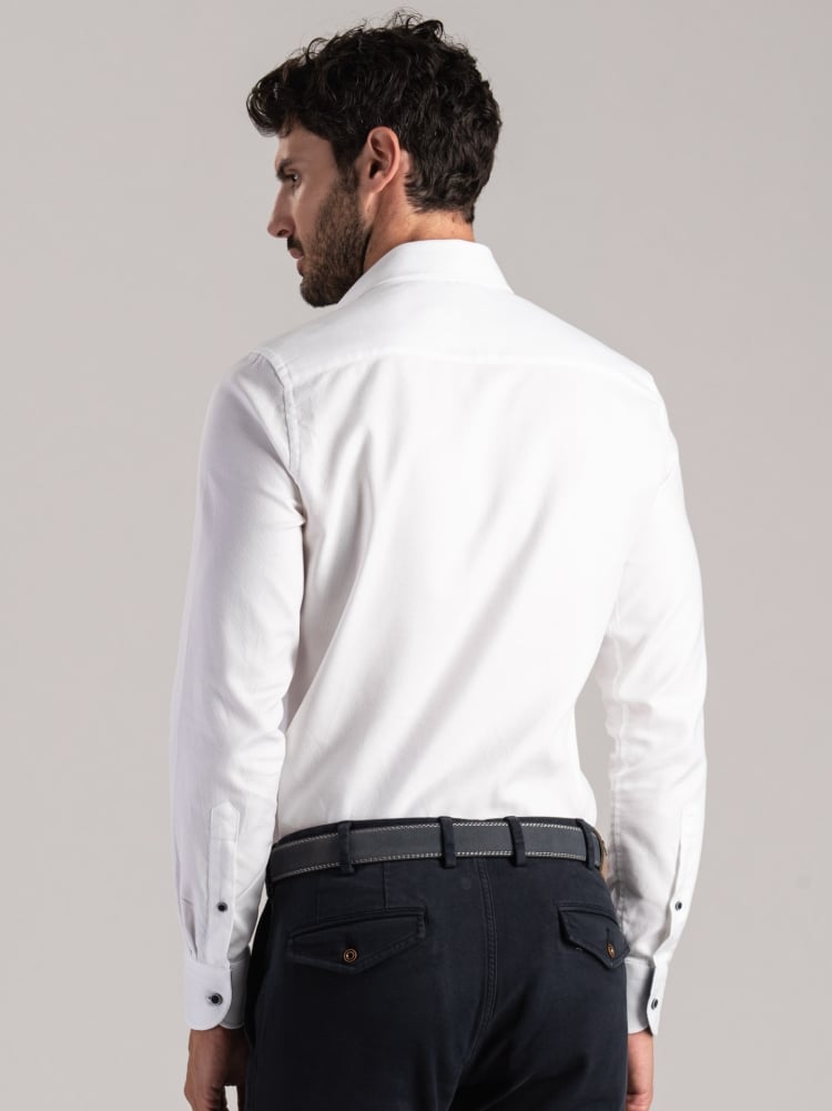 Camicia uomo bianca armaturata con inserti check