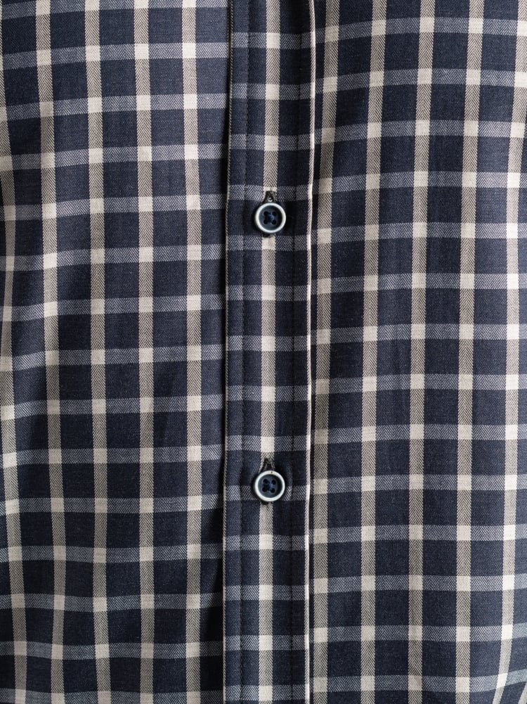 Camisa de cuadros para hombre con detalles en tejido de espiga