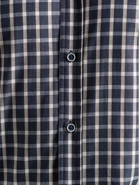 Camisa de cuadros para hombre con detalles en tejido de espiga
