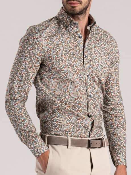 Camisa de hombre con estampado geométrico multicolor