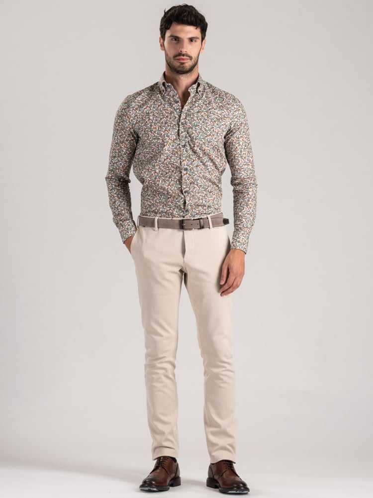Camicia uomo fantasia geometrica multicolor