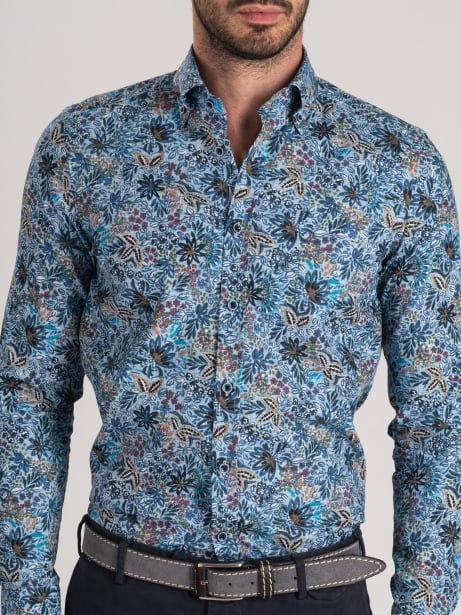 Camisa de popelina con estampado floral para hombre