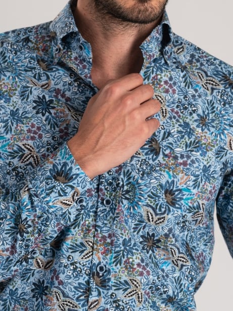 Camicia uomo floreale in popeline stampato 2