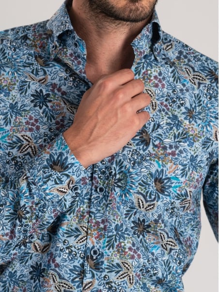 Camisa de popelina con estampado floral para hombre