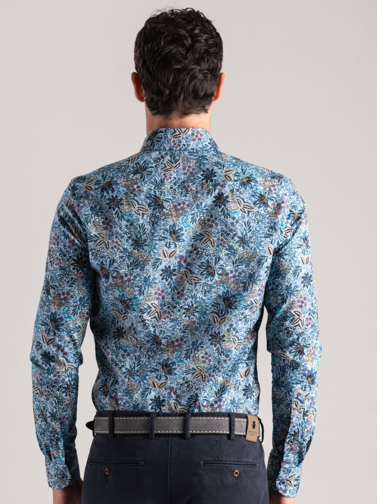 Camisa de popelina con estampado floral para hombre