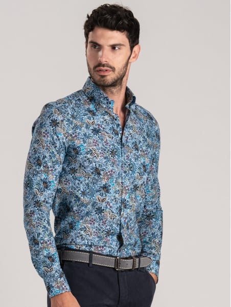 Camisa de popelina con estampado floral para hombre
