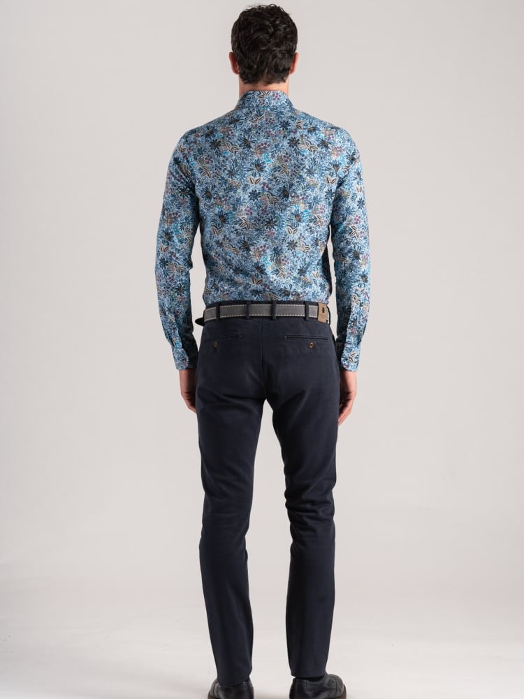 Camisa de popelina con estampado floral para hombre