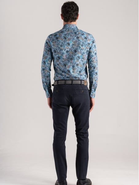 Camisa de popelina con estampado floral para hombre