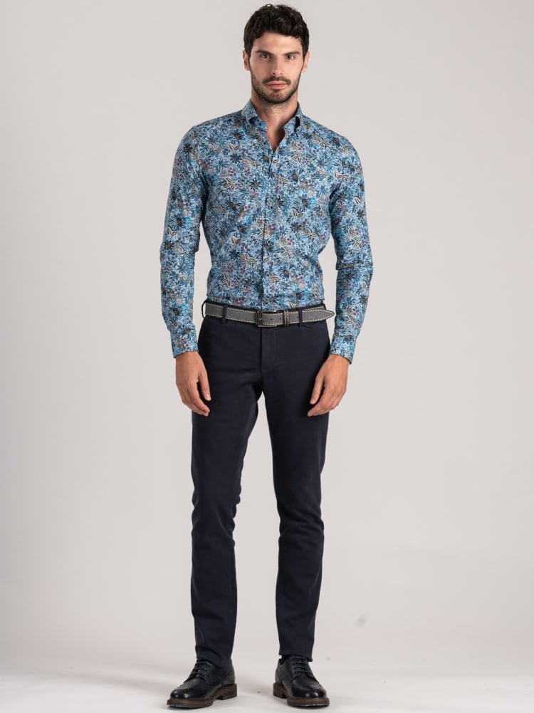 Camisa de popelina con estampado floral para hombre