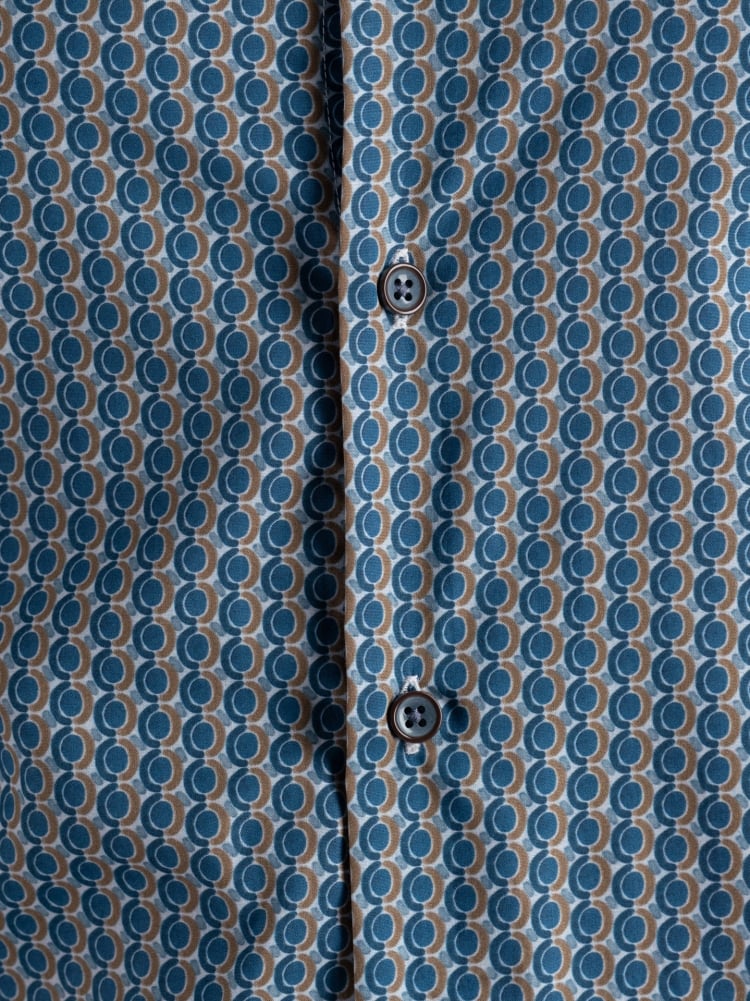 Camicia uomo geometrica blu avio e moro