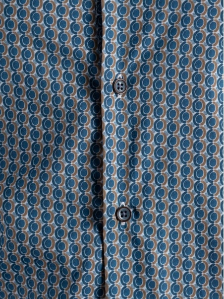 Camicia uomo geometrica blu avio e moro