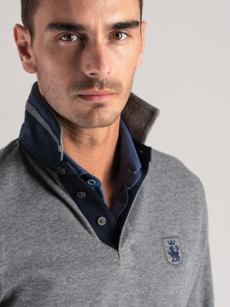 Polo uomo manica lunga in jersey doppiato 2