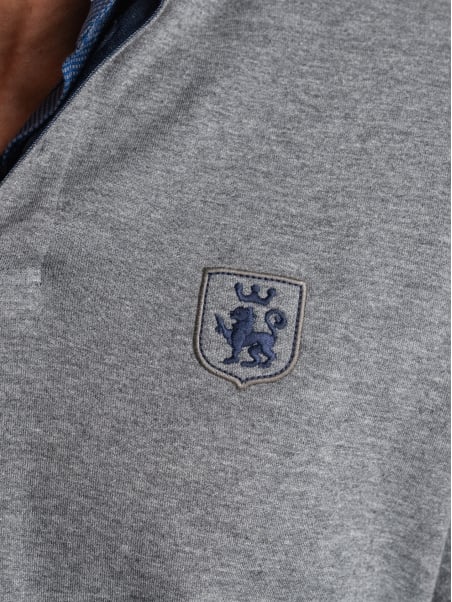 Polo de manga larga para hombre en doble jersey