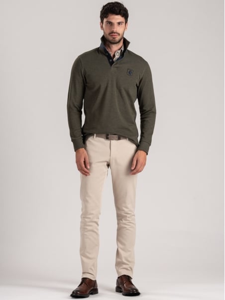 Polo uomo manica lunga in jersey doppiato