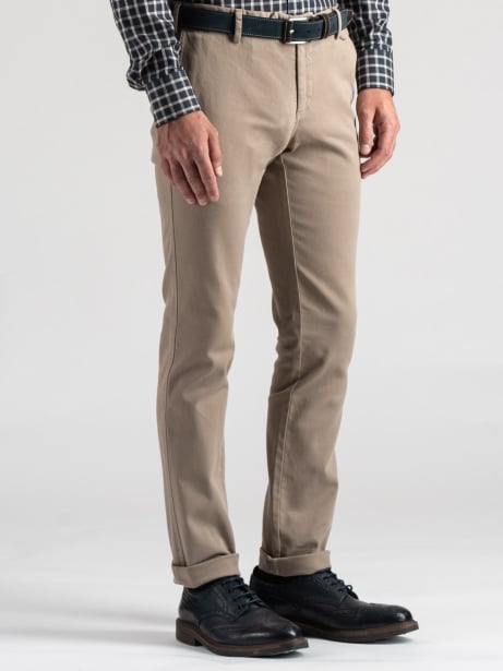 Pantalón chino de gabardina para hombre con bolsillos de ala